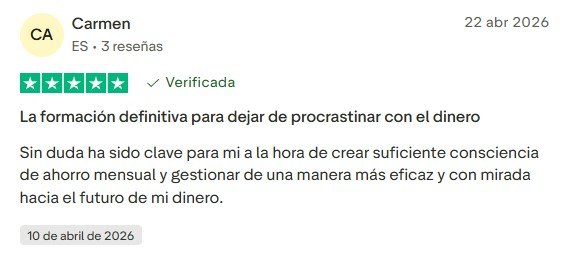 Opinión de Carmen sobre Libertad Financiera 360 en Trustpilot