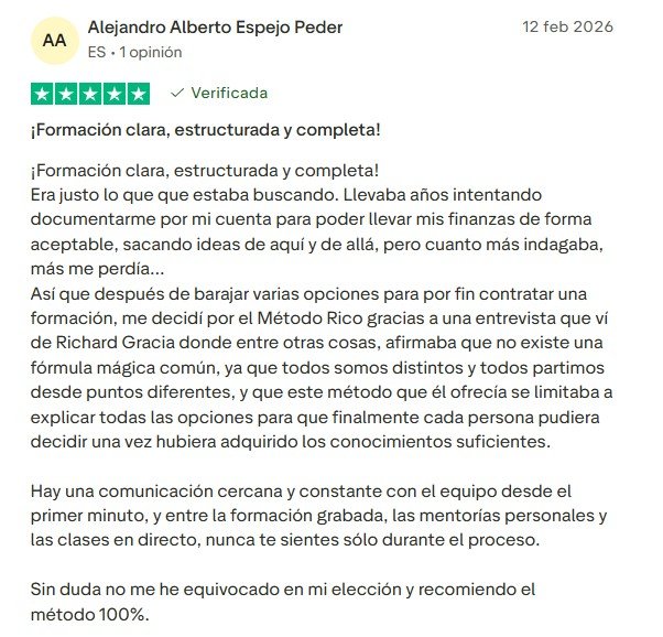Opinión de Alejandro Espejo sobre Libertad Financiera 360 en Trustpilot