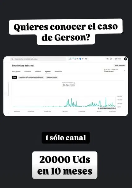 resultado alumno monetizatube 20000 dolares