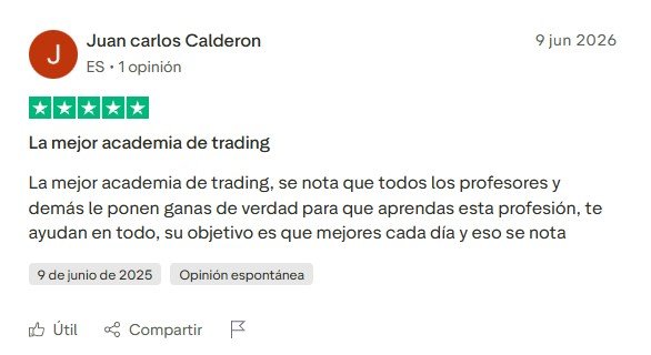 Opinión real de alumno de Élite del Trading en Trustpilot