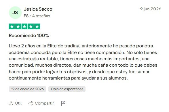Opinión real de alumno de Élite del Trading en Trustpilot